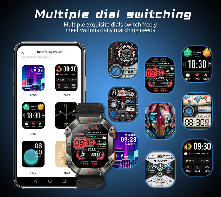 Smart Watch for Android & iOS - Fitness Tracker, IP68 Waterproof, Military-Grade Health Monitor, AI Voice, Bluetooth Call - Q-Happiness LTD