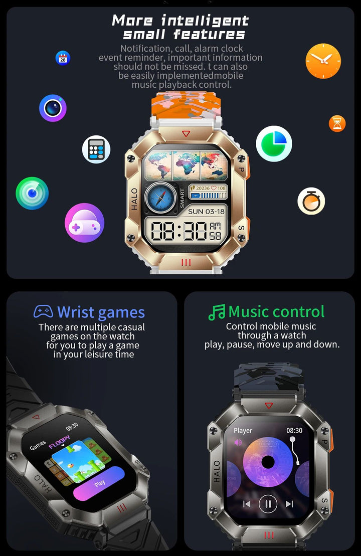 Smart Watch for Android & iOS - Fitness Tracker, IP68 Waterproof, Military-Grade Health Monitor, AI Voice, Bluetooth Call - Q-Happiness LTD