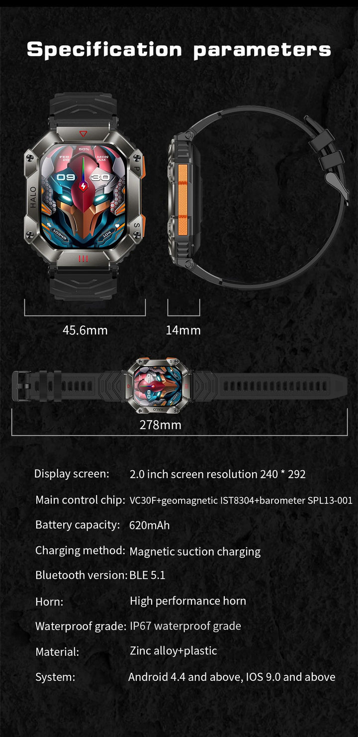 Smart Watch for Android & iOS - Fitness Tracker, IP68 Waterproof, Military-Grade Health Monitor, AI Voice, Bluetooth Call - Q-Happiness LTD