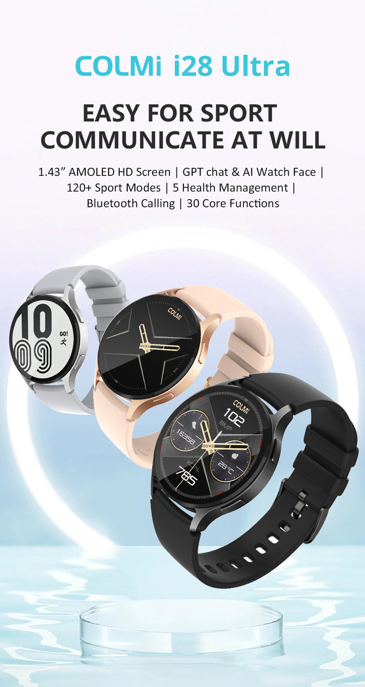 COLMI i28 Ultra AI Smart watch for Men & Women – AMOLED HD Display, Bluetooth Call, Fitness Tracker & Muslim Prayer Features- q-happiness-ltd
