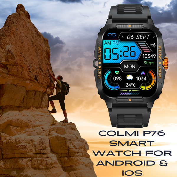 COLMI P76 1.96" Outdoor Military Smartwatch Men Bluetooth Call Smart Watch 3ATM IP68 Waterproof Sports Fitness Watches - Q-Happiness LTD