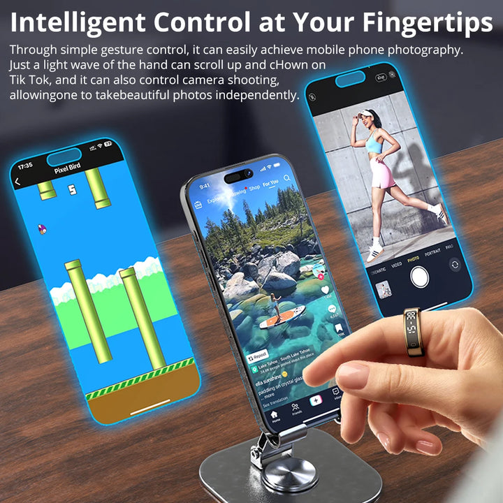 COLMI R12 Smart Ring with Display Screen and Touch, Wireless Charging, Health Manager, 5 ATM Waterproof For Men Women
