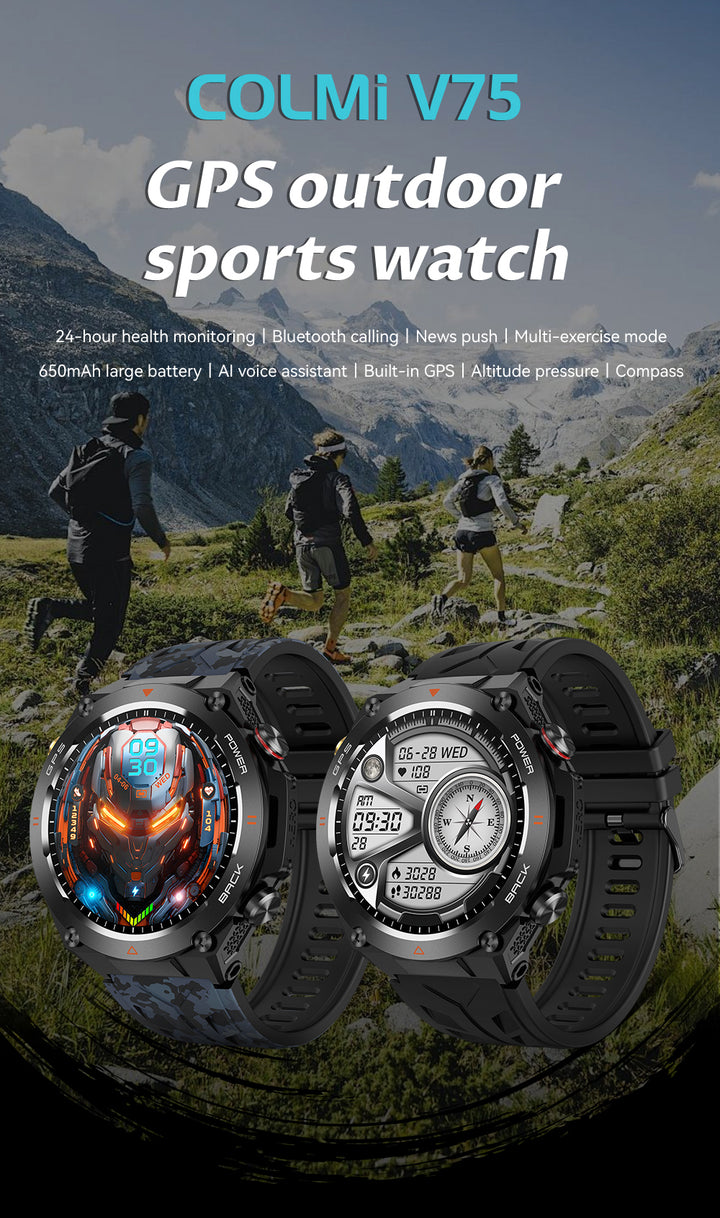 COLMI V75 GPS Smart Watch for Men & Women | Best Fitness Tracker Smartwatch with Blood Pressure & Built-in GPS, Waterproof- Q-Happiness LTD
