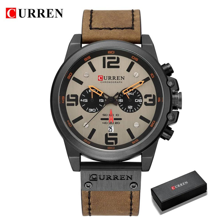 CURREN Men's Top Brand Luxury Fashion Leather Quartz Watch - Date Business Sport Male Wristwatch, Model 8314 - Q-Happiness LTD