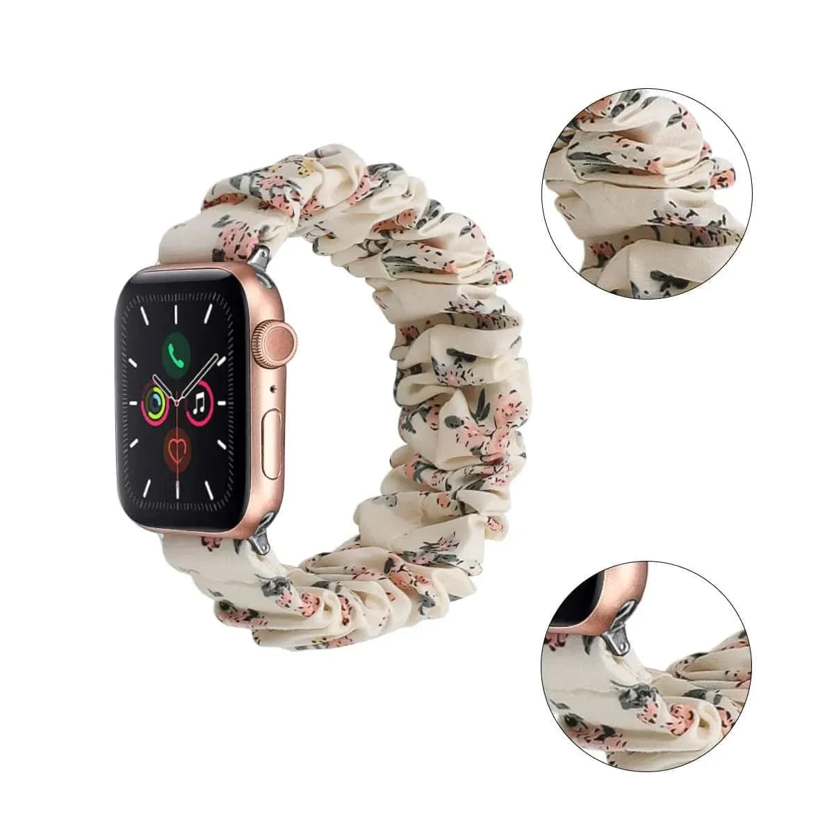 Hair Ring Creative strap For Apple Watch 38mm 40mm 41mm 42mm 44 45mm Elastic Fabric Watch band For iwatch Series 7 6 SE 5 4 3 2 - Q-Happiness LTD