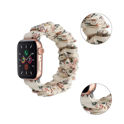 Hair Ring Creative strap For Apple Watch 38mm 40mm 41mm 42mm 44 45mm Elastic Fabric Watch band For iwatch Series 7 6 SE 5 4 3 2 - Q-Happiness LTD