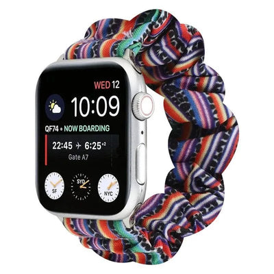 Hair Ring Creative strap For Apple Watch 38mm 40mm 41mm 42mm 44 45mm Elastic Fabric Watch band For iwatch Series 7 6 SE 5 4 3 2 - Q-Happiness LTD