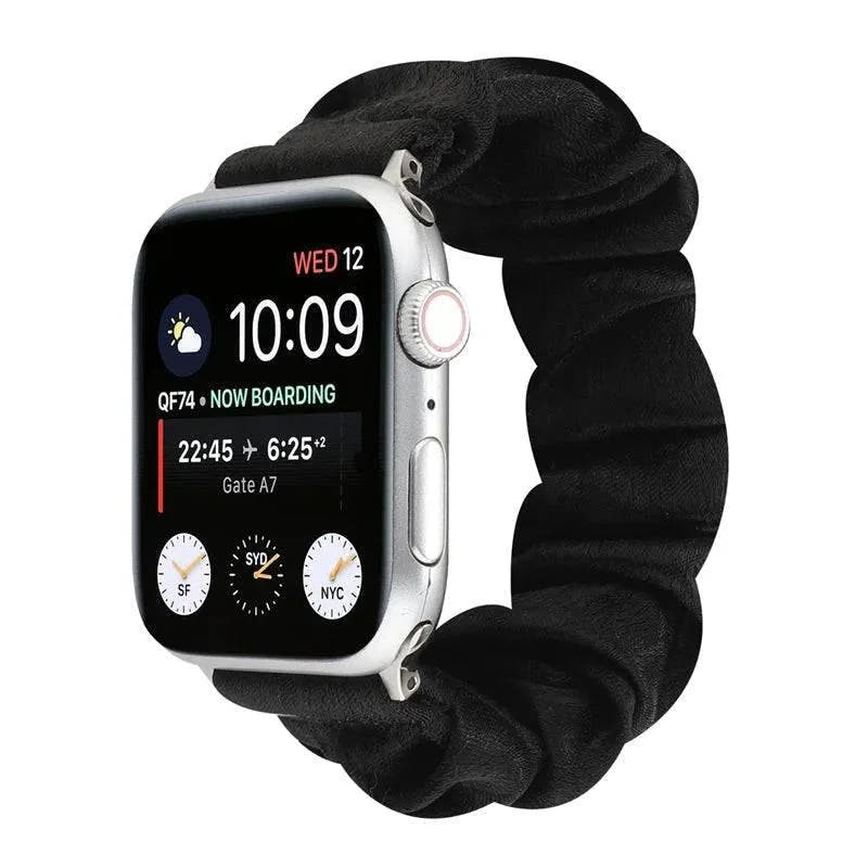 Hair Ring Creative strap For Apple Watch 38mm 40mm 41mm 42mm 44 45mm Elastic Fabric Watch band For iwatch Series 7 6 SE 5 4 3 2 - Q-Happiness LTD