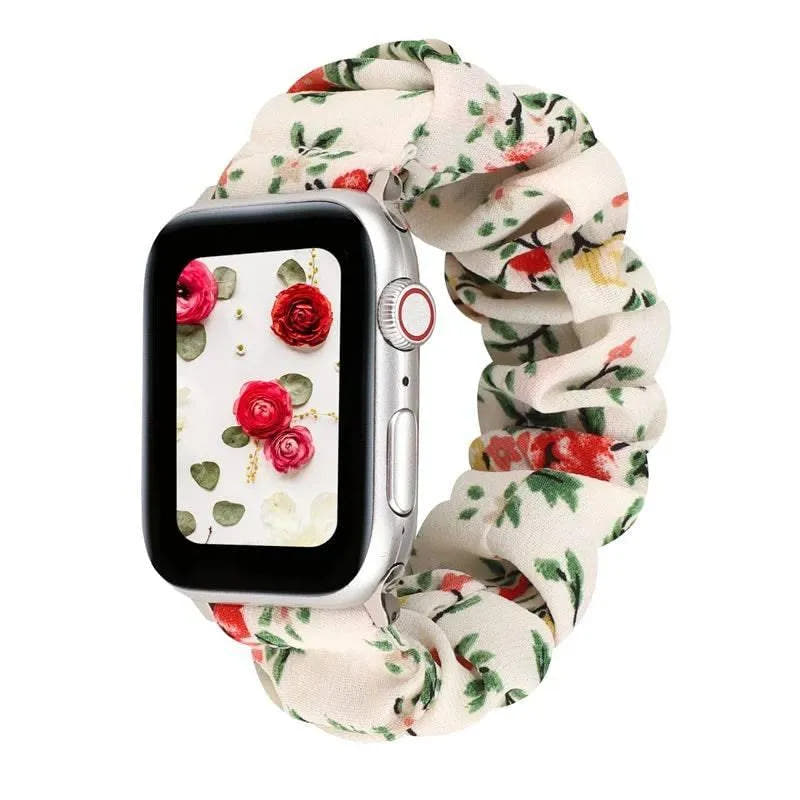 Hair Ring Creative strap For Apple Watch 38mm 40mm 41mm 42mm 44 45mm Elastic Fabric Watch band For iwatch Series 7 6 SE 5 4 3 2 - Q-Happiness LTD