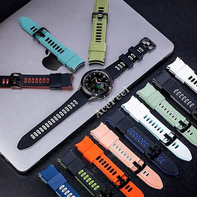 20mm watch Band For Samsung Galaxy Watch 4 classic 42mm 46mm Silicone Sports Bracelet Galaxy Watch 4 5 40 44mm 5 pro 45mm Strap - Q-Happiness LTD