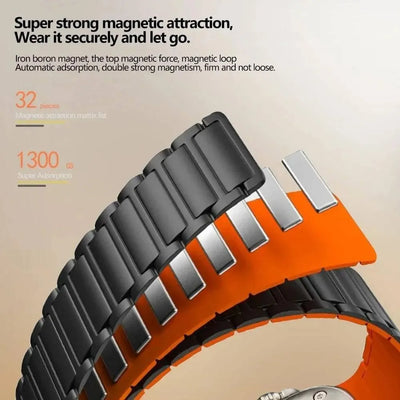 Magnetic Loop for Apple Watch Bands 44mm 40mm 49mm 45mm 41mm 38 42mm 46mm Silicone Bracelet iWatch Series ultra 10 9 8 7 Se 6 5 - Q-Happiness LTD