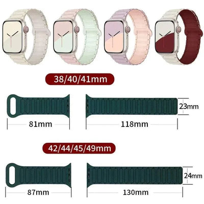 Magnetic Loop for Apple Watch Bands 44mm 40mm 49mm 45mm 41mm 38 42mm 46mm Silicone Bracelet iWatch Series ultra 10 9 8 7 Se 6 5 - Q-Happiness LTD