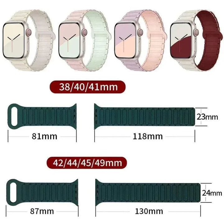 Magnetic Loop for Apple Watch Bands 44mm 40mm 49mm 45mm 41mm 38 42mm 46mm Silicone Bracelet iWatch Series ultra 10 9 8 7 Se 6 5 - Q-Happiness LTD