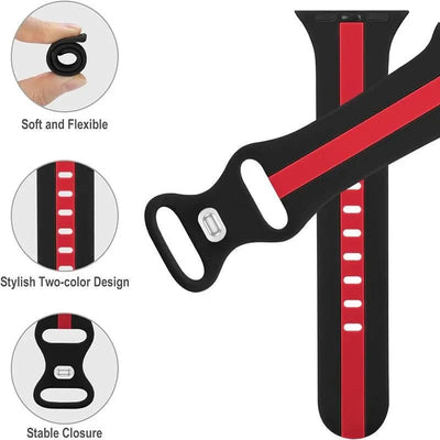 Strap for Apple Watch band 49mm 44mm 45mm 41mm 40mm 42mm 38mm Silicone Sport Bracelet iWatch serie 8 7 se 6 5 4 3 2 1 Ultra 49mm - Q-Happiness LTD