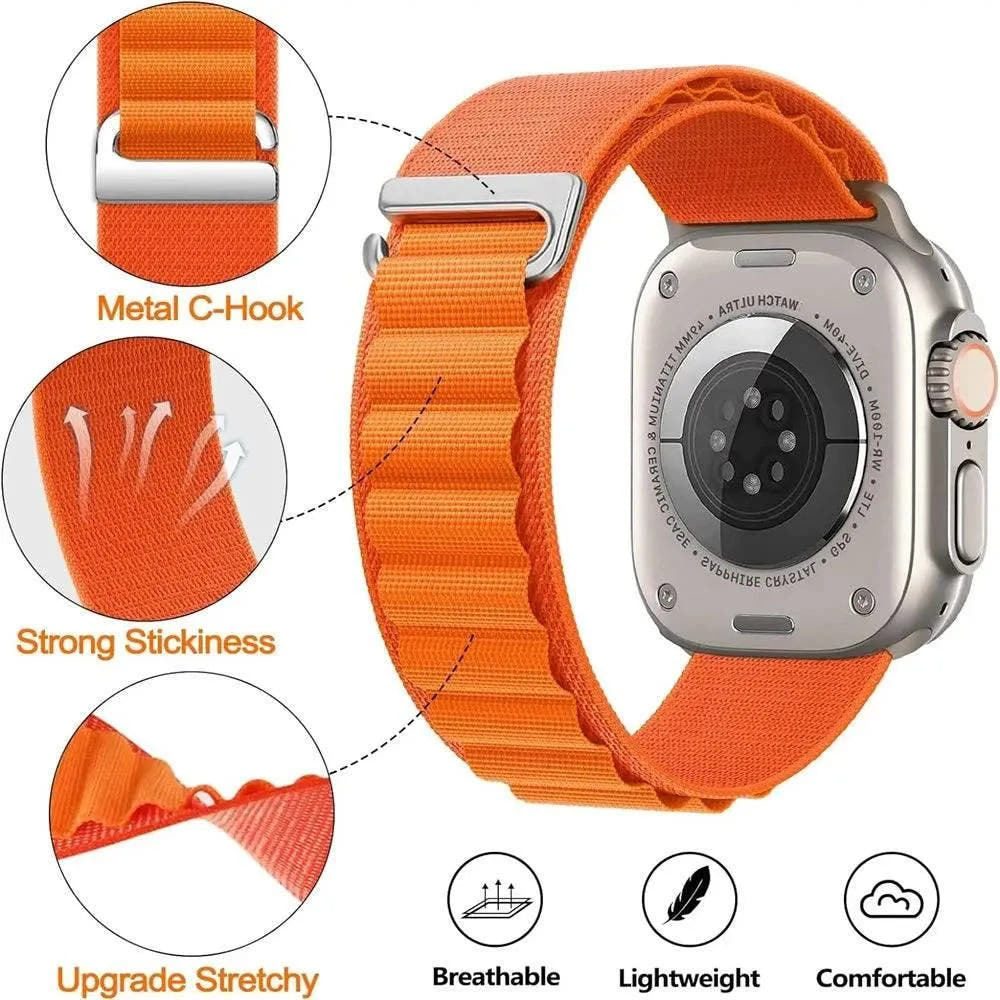 Alpine Loop Strap For Apple Watch Ultra 2 Band 49mm 9 8 7 45mm 41mm Nylon Sports Bracelet iWatch series 6 5 4 3 SE2 44 40mm 42mm - Q-Happiness LTD