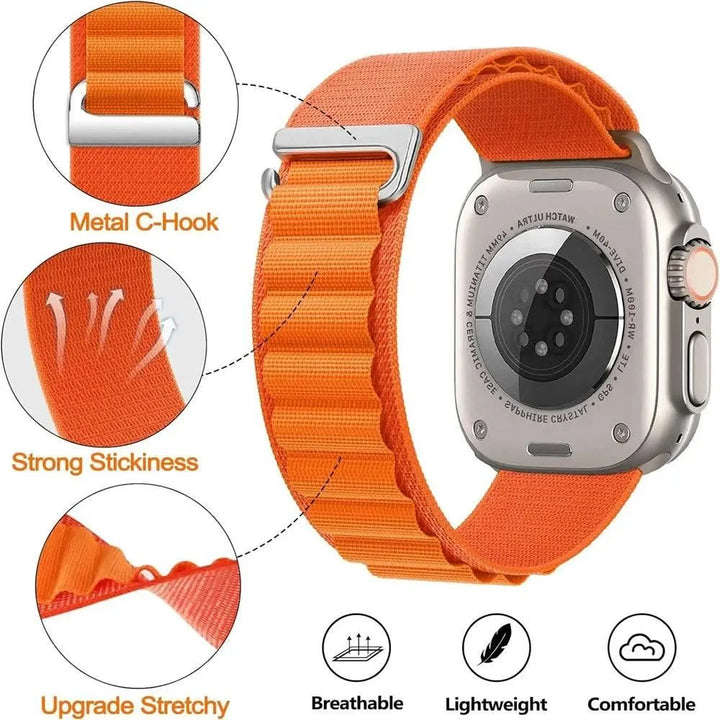 Alpine Loop Strap For Apple Watch Ultra 2 Band 49mm 9 8 7 45mm 41mm Nylon Sports Bracelet iWatch series 6 5 4 3 SE2 44 40mm 42mm - Q-Happiness LTD