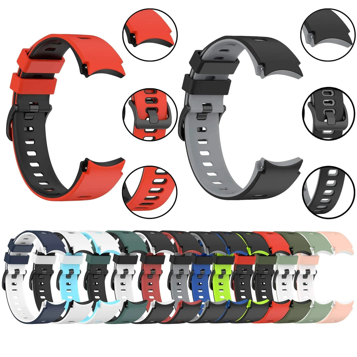 20mm watch Band For Samsung Galaxy Watch 6 classic 43mm 47mm The New Silicone Sports Bracelet Galaxy Watch 6 40mm 44mm Strap - Q-Happiness LTD