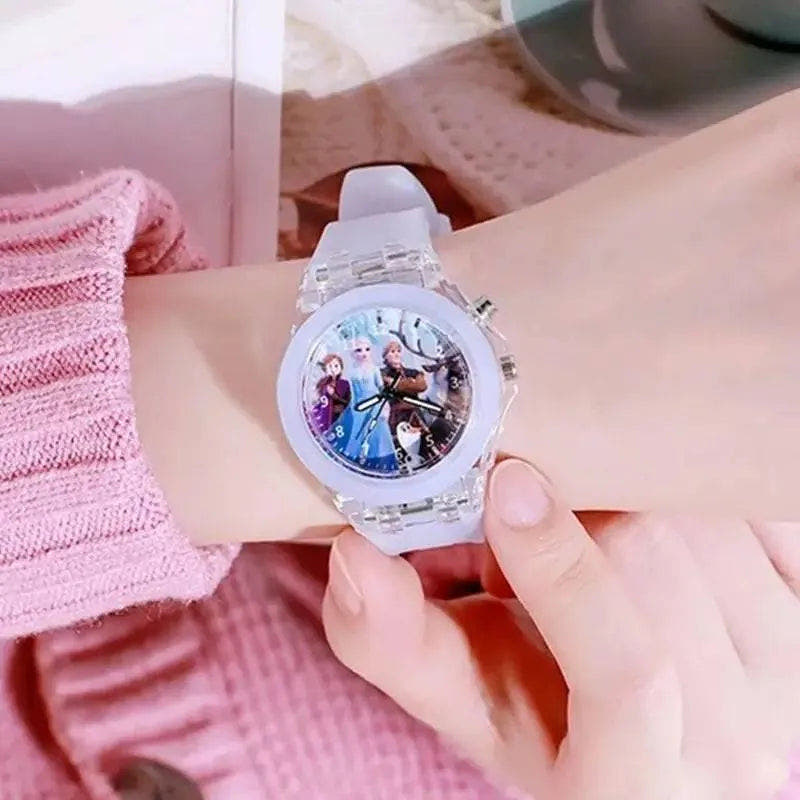 Disney Girls Kids Watches - Frozen Princess Aisha and Sophia Luminous Student Colorful LED Light Women Lady Clock - Q-Happiness LTD