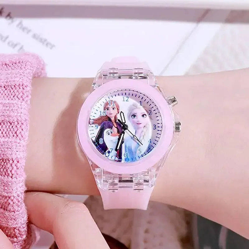 Disney Girls Kids Watches - Frozen Princess Aisha and Sophia Luminous Student Colorful LED Light Women Lady Clock - Q-Happiness LTD