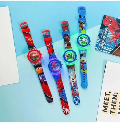 Flash Light Spiderman Kids Watch for Boys, Cartoon Shark Mickey Children Watch for Girls, Student Clock Gifts - Q-Happiness LTD
