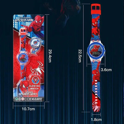 Flash Light Spiderman Kids Watch for Boys, Cartoon Shark Mickey Children Watch for Girls, Student Clock Gifts - Q-Happiness LTD