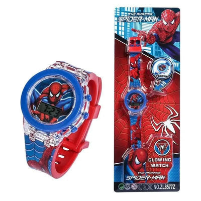 Flash Light Spiderman Kids Watch for Boys, Cartoon Shark Mickey Children Watch for Girls, Student Clock Gifts - Q-Happiness LTD