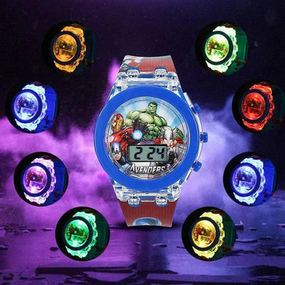 Flash Light Spiderman Kids Watch for Boys, Cartoon Shark Mickey Children Watch for Girls, Student Clock Gifts - Q-Happiness LTD