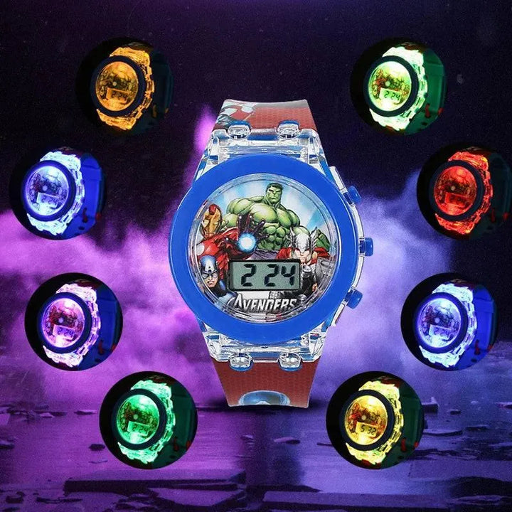 Flash Light Spiderman Kids Watch for Boys, Cartoon Shark Mickey Children Watch for Girls, Student Clock Gifts - Q-Happiness LTD