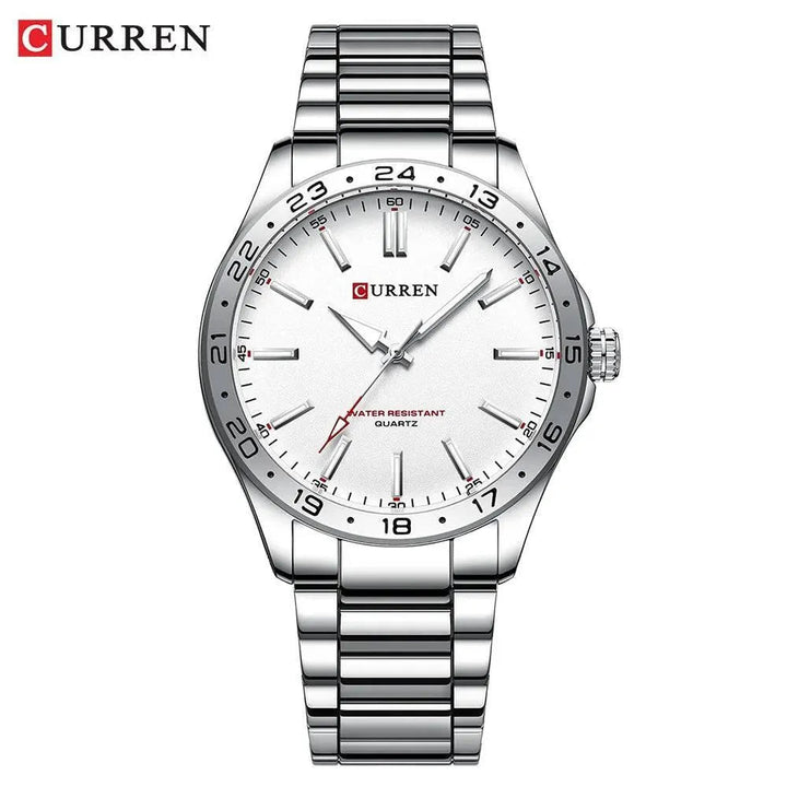 CURREN Men's Light Up Watch Dial - Simple 43mm Large Dial, Stainless Steel Strap, Waterproof 3ATM, Model 8452 - Q-Happiness LTD