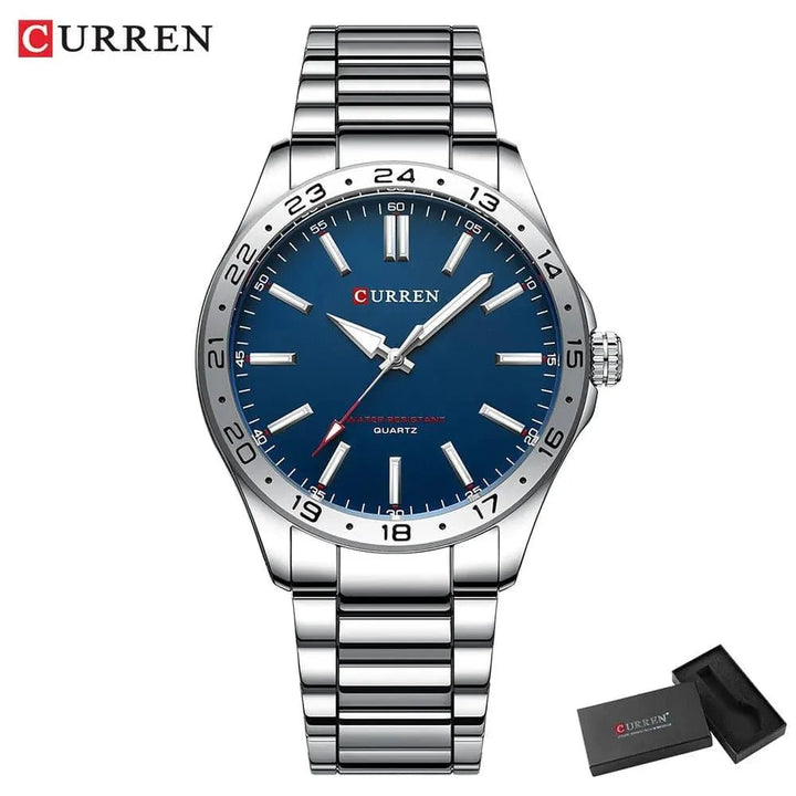 CURREN Men's Light Up Watch Dial - Simple 43mm Large Dial, Stainless Steel Strap, Waterproof 3ATM, Model 8452 - Q-Happiness LTD