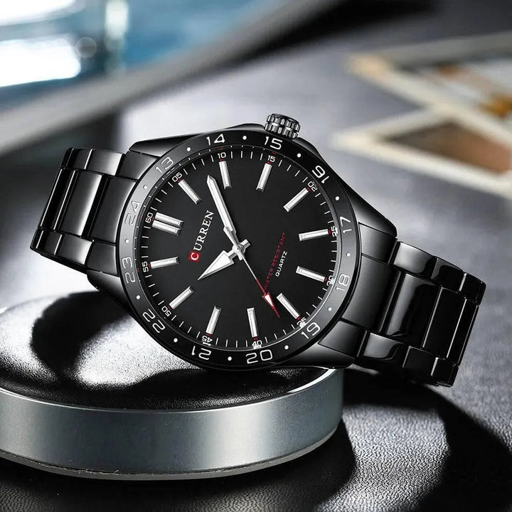 CURREN Men's Light Up Watch Dial - Simple 43mm Large Dial, Stainless Steel Strap, Waterproof 3ATM, Model 8452 - Q-Happiness LTD