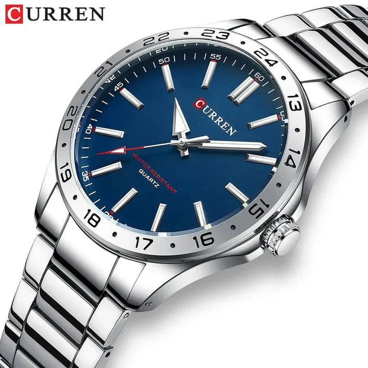 CURREN Men's Light Up Watch Dial - Simple 43mm Large Dial, Stainless Steel Strap, Waterproof 3ATM, Model 8452 - Q-Happiness LTD