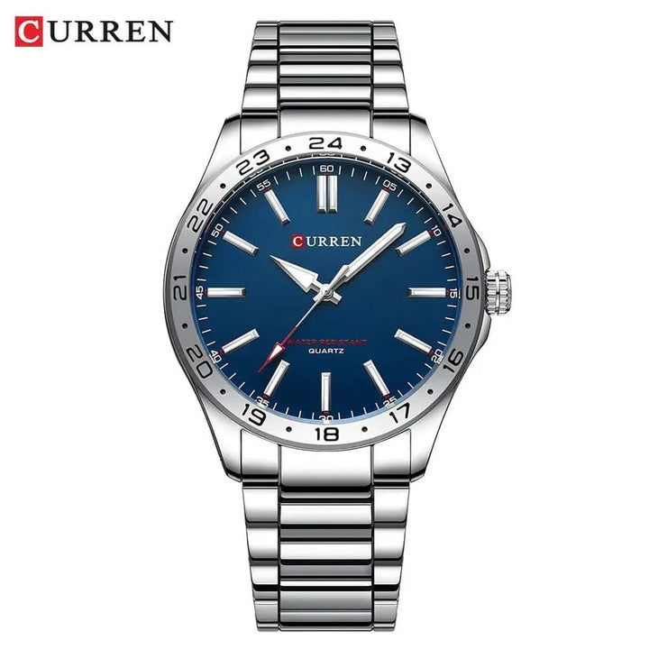 CURREN Men's Light Up Watch Dial - Simple 43mm Large Dial, Stainless Steel Strap, Waterproof 3ATM, Model 8452 - Q-Happiness LTD