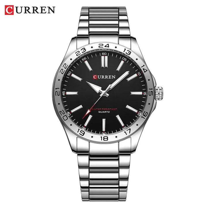 CURREN Men's Light Up Watch Dial - Simple 43mm Large Dial, Stainless Steel Strap, Waterproof 3ATM, Model 8452 - Q-Happiness LTD