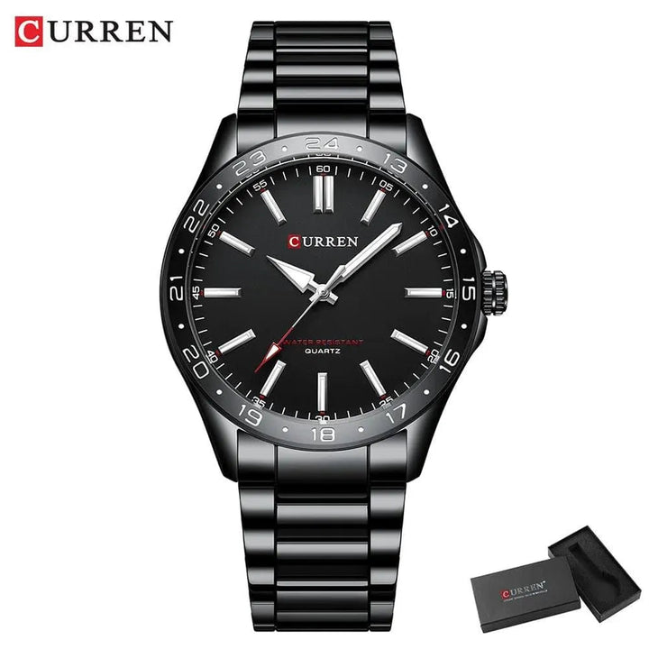 CURREN Men's Light Up Watch Dial - Simple 43mm Large Dial, Stainless Steel Strap, Waterproof 3ATM, Model 8452 - Q-Happiness LTD
