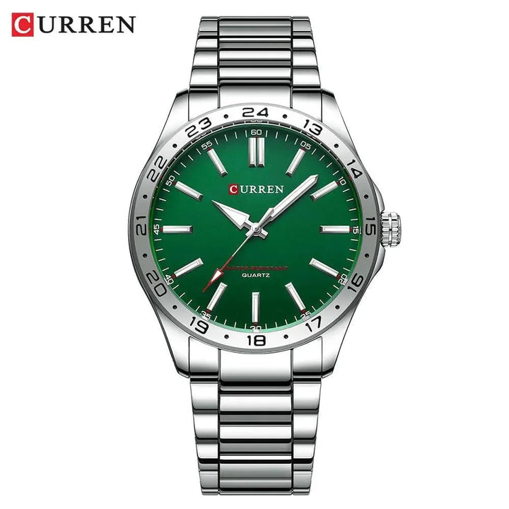 CURREN Men's Light Up Watch Dial - Simple 43mm Large Dial, Stainless Steel Strap, Waterproof 3ATM, Model 8452 - Q-Happiness LTD