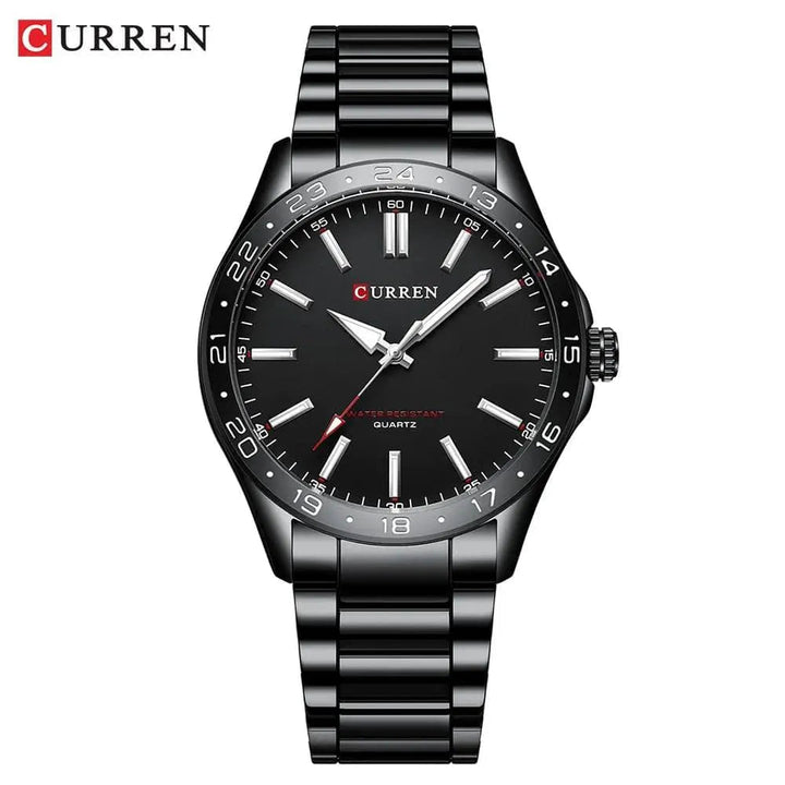 CURREN Men's Light Up Watch Dial - Simple 43mm Large Dial, Stainless Steel Strap, Waterproof 3ATM, Model 8452 - Q-Happiness LTD
