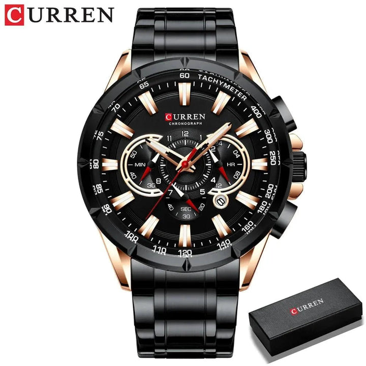 Luxury Brand Casual Chronograph Wristwatch for Men - Stainless Steel Quartz Watch, Model 8363 - Q-Happiness LTD