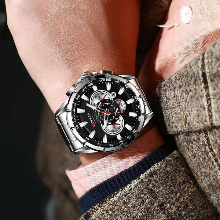 Luxury Brand Casual Chronograph Wristwatch for Men - Stainless Steel Quartz Watch, Model 8363 - Q-Happiness LTD