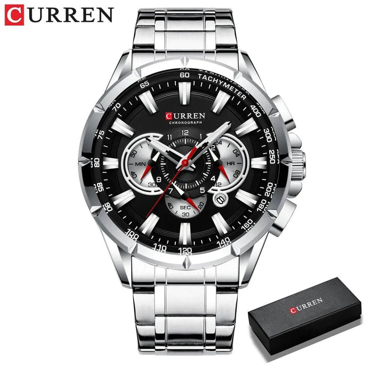 Luxury Brand Casual Chronograph Wristwatch for Men - Stainless Steel Quartz Watch, Model 8363 - Q-Happiness LTD
