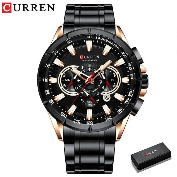 Luxury Brand Casual Chronograph Wristwatch for Men - Stainless Steel Quartz Watch, Model 8363 - Q-Happiness LTD