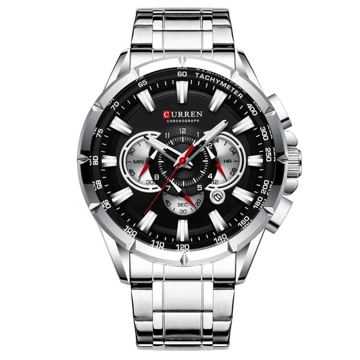 Luxury Brand Casual Chronograph Wristwatch for Men - Stainless Steel Quartz Watch, Model 8363 - Q-Happiness LTD