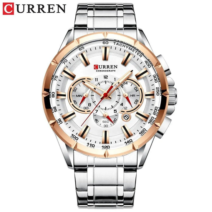 Luxury Brand Casual Chronograph Wristwatch for Men - Stainless Steel Quartz Watch, Model 8363 - Q-Happiness LTD