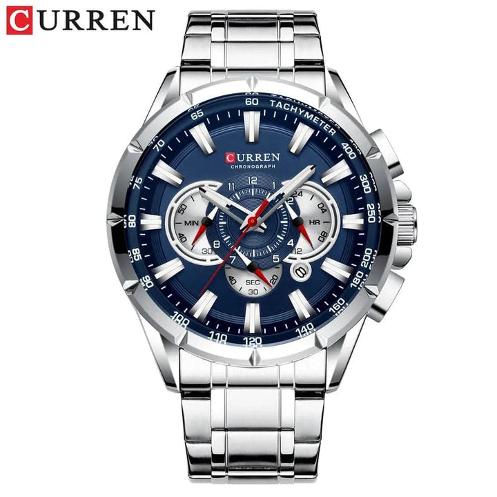 Luxury Brand Casual Chronograph Wristwatch for Men - Stainless Steel Quartz Watch, Model 8363 - Q-Happiness LTD