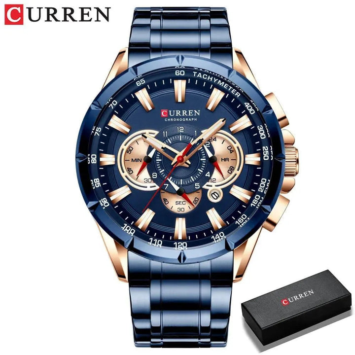 Luxury Brand Casual Chronograph Wristwatch for Men - Stainless Steel Quartz Watch, Model 8363 - Q-Happiness LTD