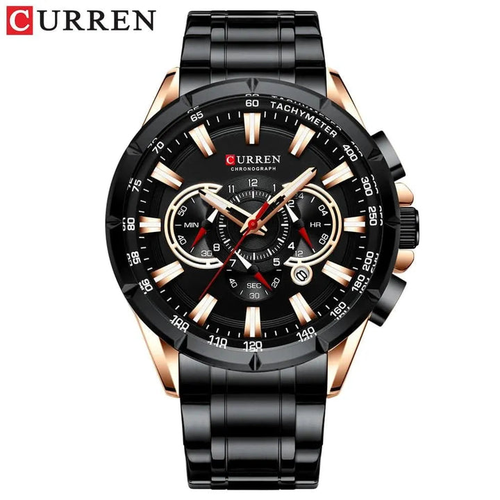 Luxury Brand Casual Chronograph Wristwatch for Men - Stainless Steel Quartz Watch, Model 8363 - Q-Happiness LTD