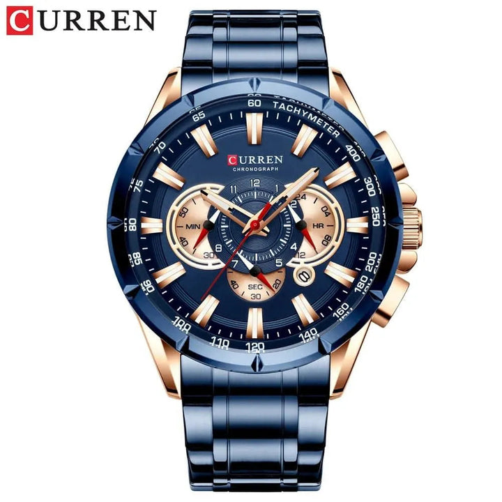 Luxury Brand Casual Chronograph Wristwatch for Men - Stainless Steel Quartz Watch, Model 8363 - Q-Happiness LTD