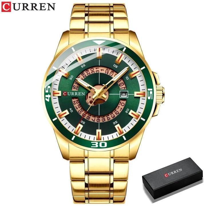 Fashion Business Men's Watch with Stainless Steel Strap - Waterproof Quartz Watch with Auto Date, Model 8359 - Q-Happiness LTD