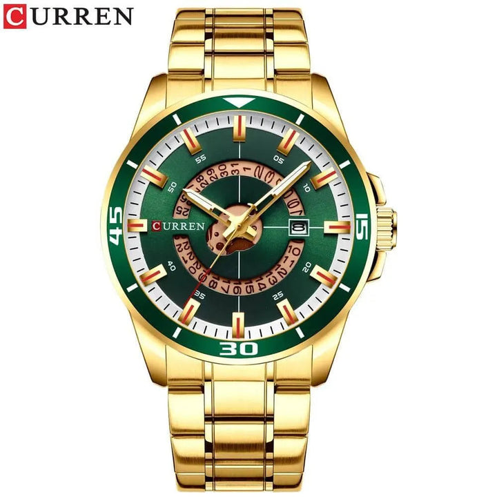 Fashion Business Men's Watch with Stainless Steel Strap - Waterproof Quartz Watch with Auto Date, Model 8359 - Q-Happiness LTD