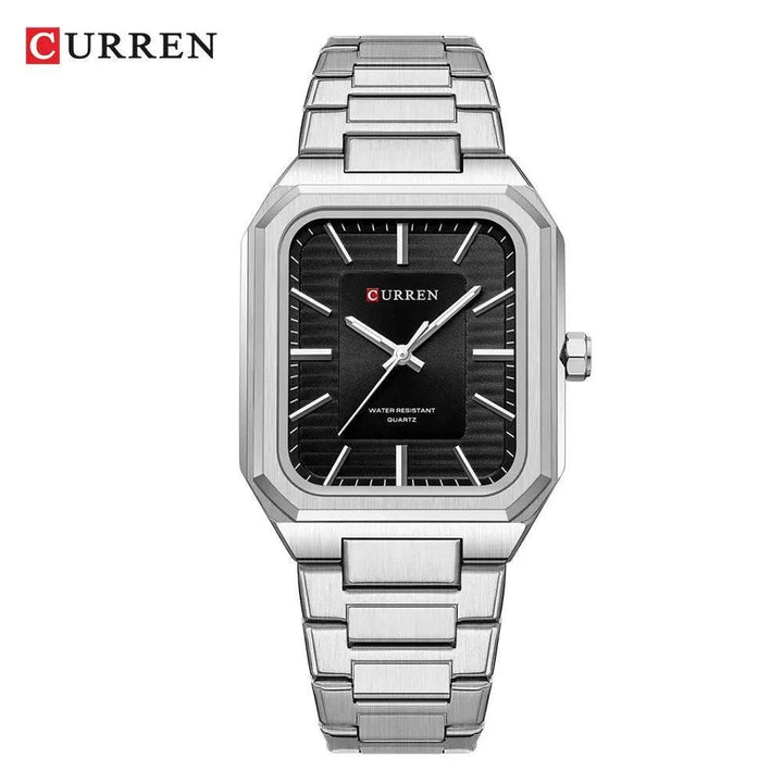 Ultra-Thin Rectangle Dial Men's Quartz Watch - Luxury Business Style Stainless Steel Strap Waterproof Men's Wristwatch, Model 8457 - Q-Happiness LTD